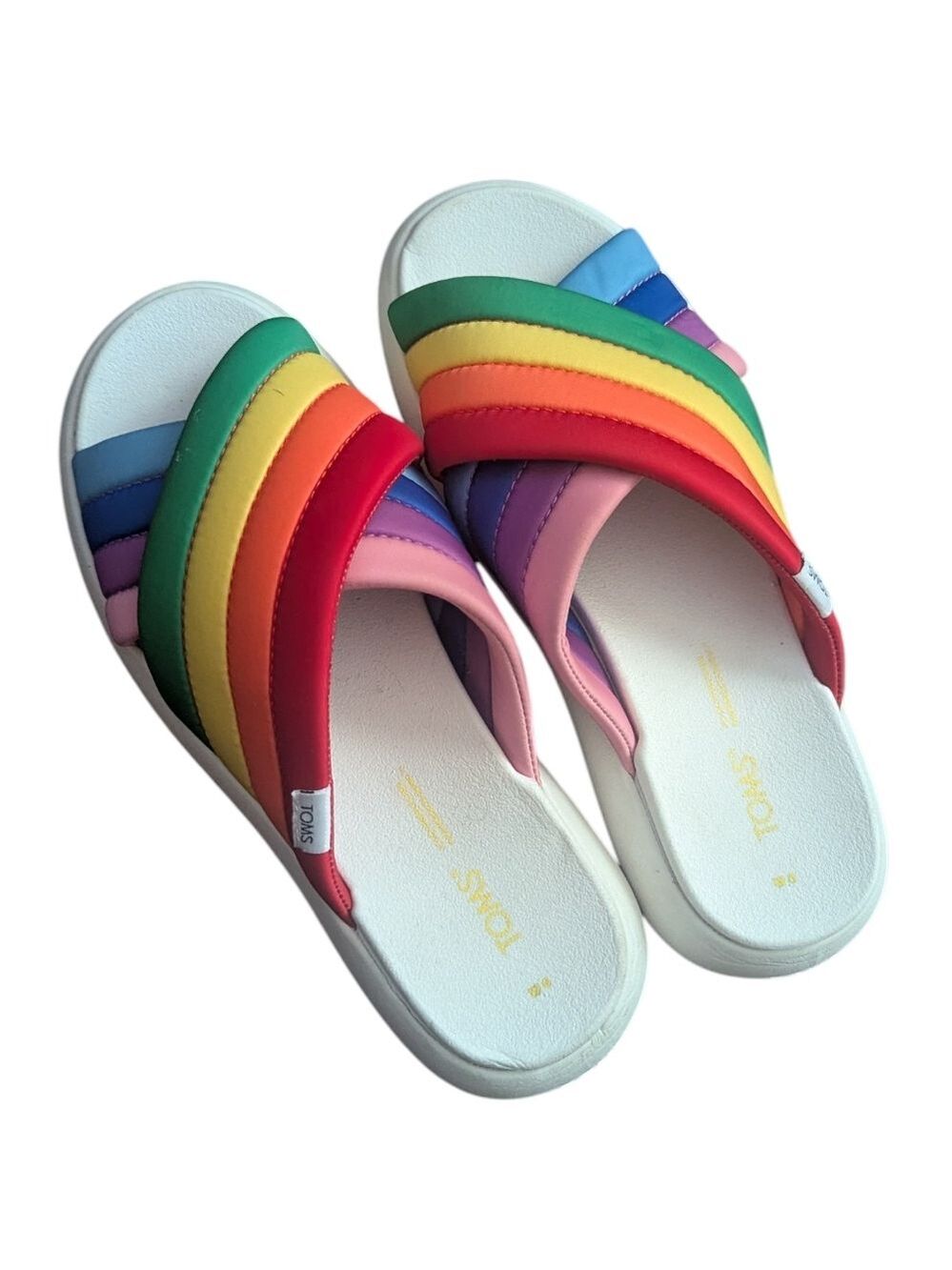 TOMS Women's Alpargata Mallow Crossover Sandals Multi Rainbow Jersey